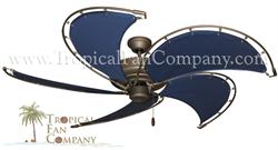 Antique Bronze Nautical Ceiling Fan with Blue Blades